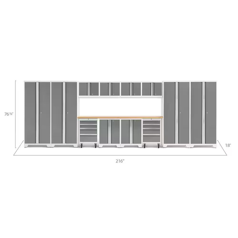 Bold Series 14-Piece 24-Gauge Steel Garage Storage System in Charcoal Gray (216 In. W X 76.75 In. H X 18 In. D)