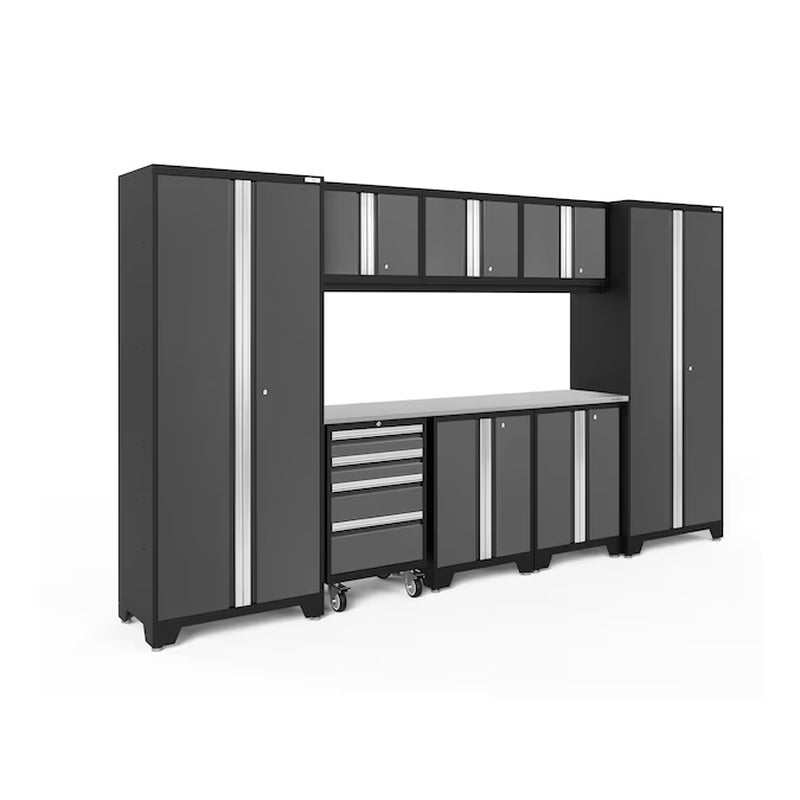 132-In W X 76.75-In H X 18-In D 8 -Cabinets Steel Black Garage Storage System