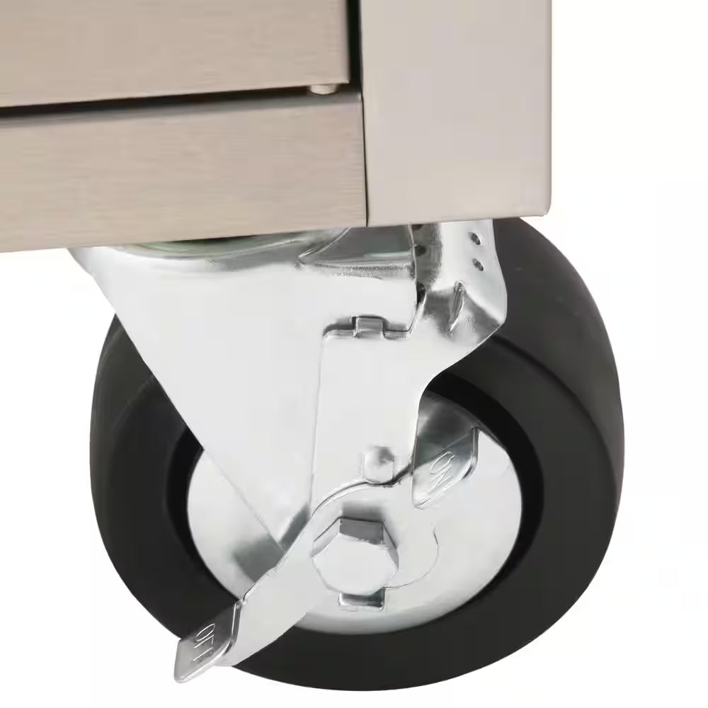 72 In. W X 18 In. D Heavy Duty 8-Drawer 1-Door Mobile Workbench Tool Chest with Solid Wood Top in Stainless Steel