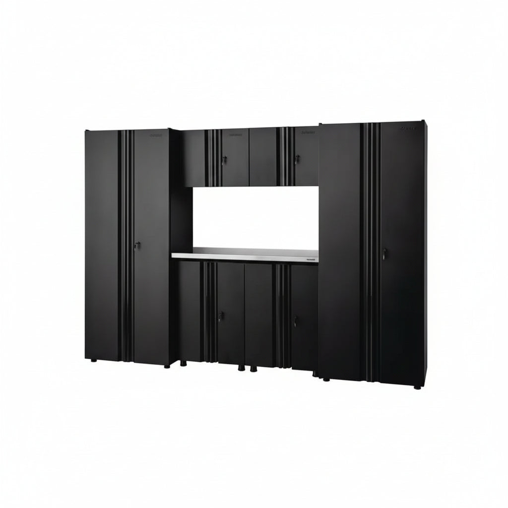 7-Piece Regular Duty Welded Steel Garage Storage System in Black (109 In. W X 75 In. H X 19.6 In. D)