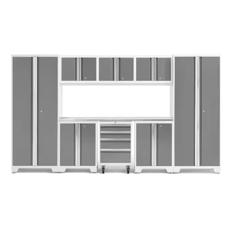 132-In W X 76.75-In H X 18-In D 8 -Cabinets Steel Black Garage Storage System