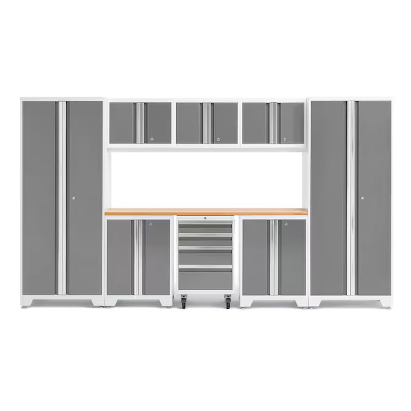 132-In W X 76.75-In H X 18-In D 8 -Cabinets Steel Black Garage Storage System