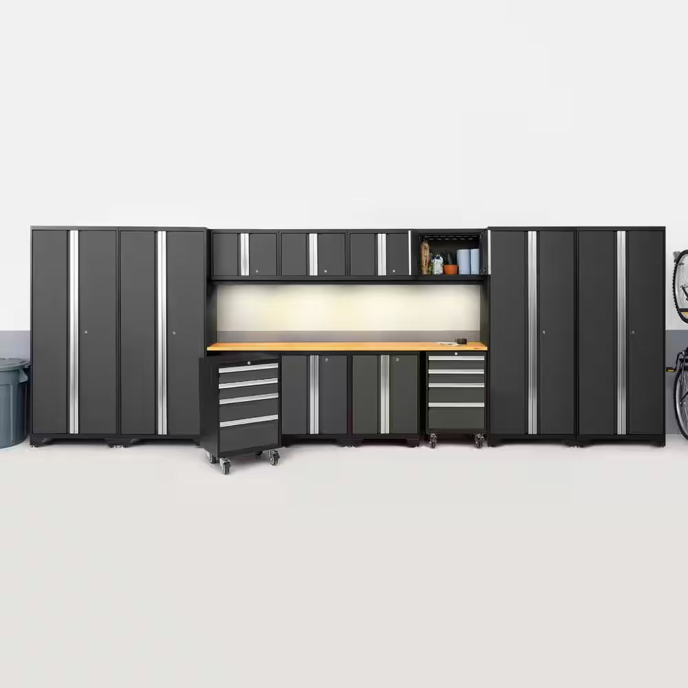 Bold Series 14-Piece 24-Gauge Steel Garage Storage System in Charcoal Gray (216 In. W X 76.75 In. H X 18 In. D)