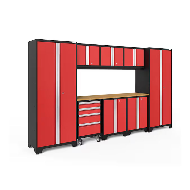 132-In W X 76.75-In H X 18-In D 8 -Cabinets Steel Black Garage Storage System