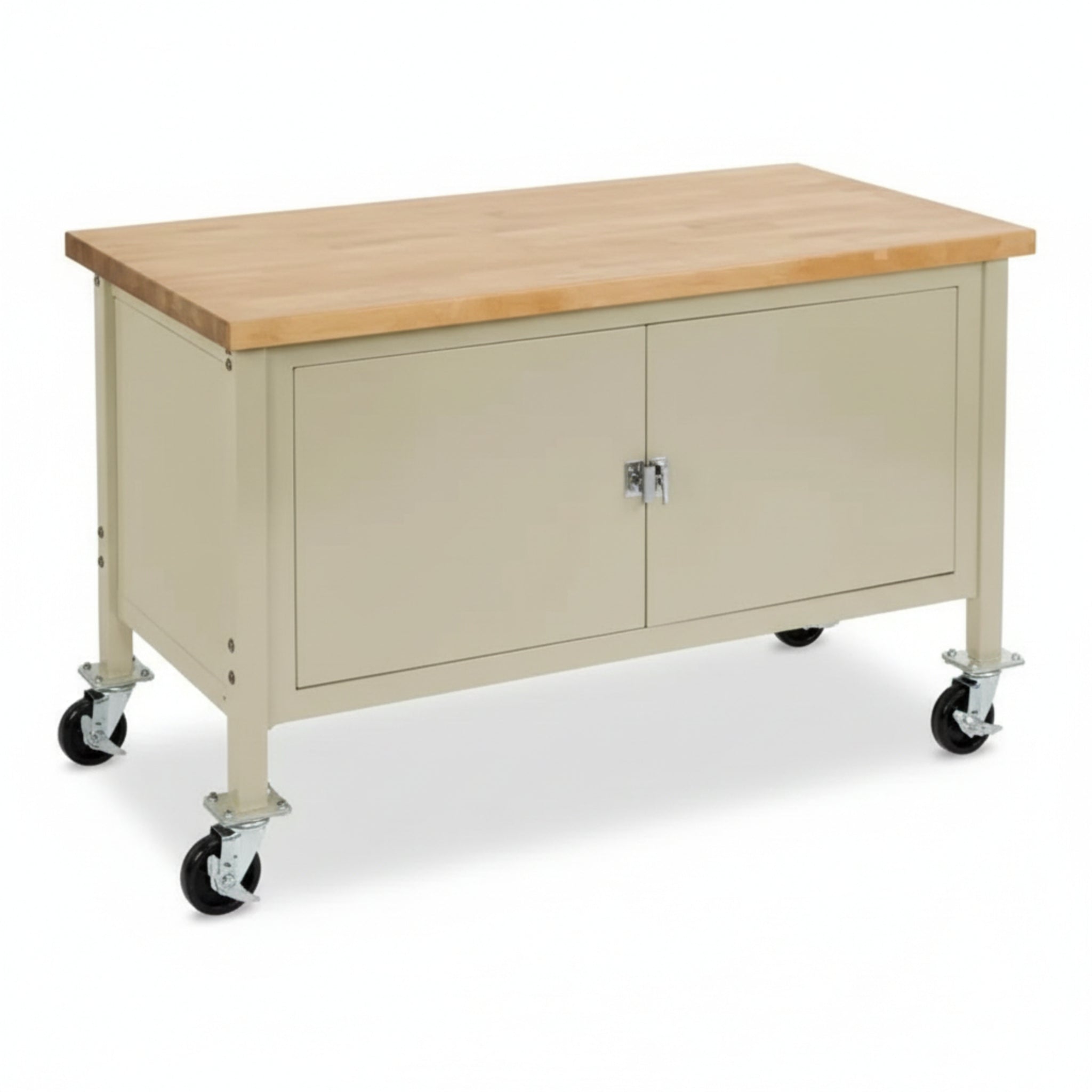 Mobile Workbench with Security Cabinet - Tan