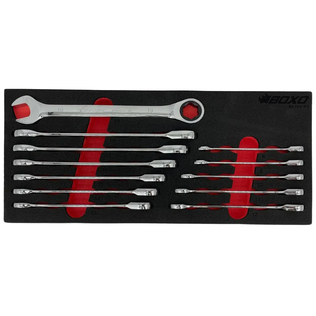 12-Piece Metric Ratcheting Wrench Set For Damaged Fasteners | 1/3rd EVA Foam