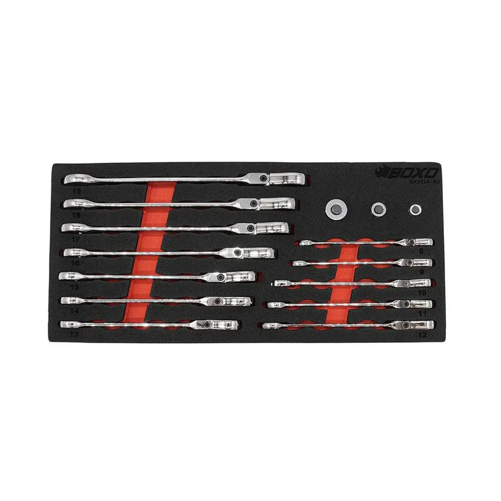 15-Piece Metric Flex Head Ratcheting Wrench Set | 1/3rd EVA Foam
