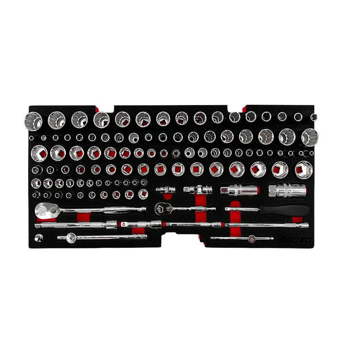 159-Piece, 6 and 12-Point, Metric and SAE Combo Tool Set for 3-Drawer Hand Carry Box