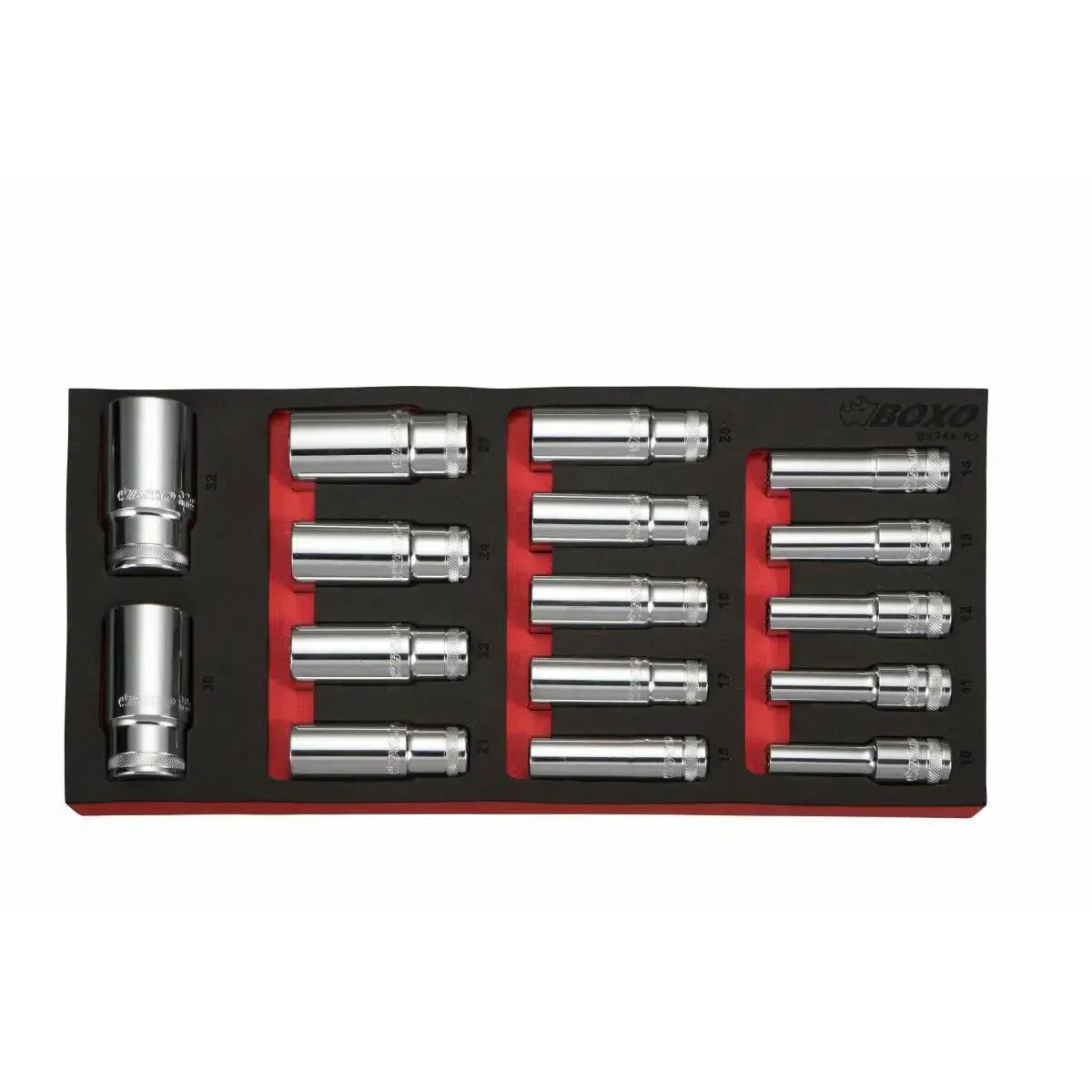 16-Piece 1/2" Drive Metric Deep Socket Set | 1/3rd EVA Foam