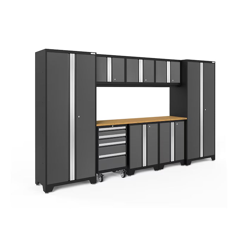 132-In W X 76.75-In H X 18-In D 8 -Cabinets Steel Black Garage Storage System